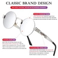 thumbnail image 4 of Gafas de Sol Redondas Steampunk AIEYEZO Plata/ Lentes de Espejo Plateados, 4 of 6