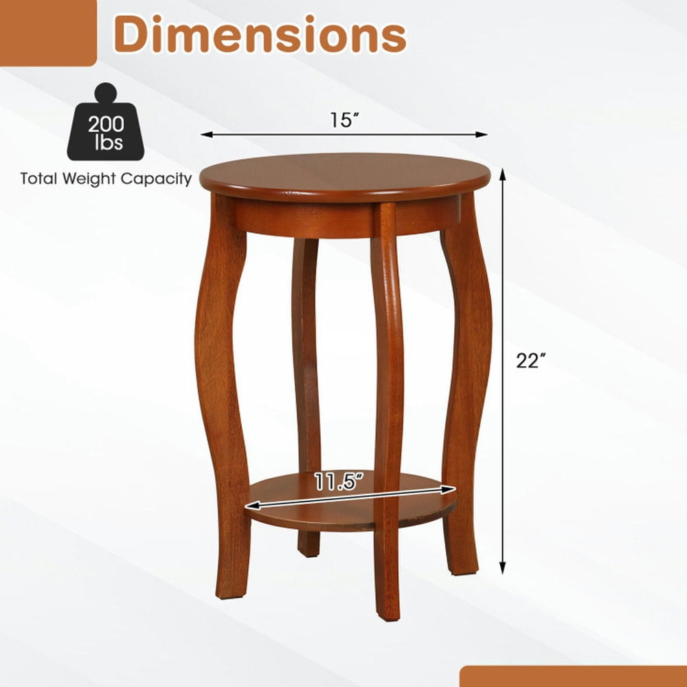 Finihen End Table, Round End Table, 15 Inch 2-Tier Round End Table with Storage Shelf, Sofa Side Table, Bed Side Table, for Living Room, Bedroom, Walnut Finihen End Table, Round End Table, 15 Inch 2-Tier Round End Table with Storage Shelf, Sofa Side Table, Bed Side Table, for Living Room, Bedroom, Walnut
