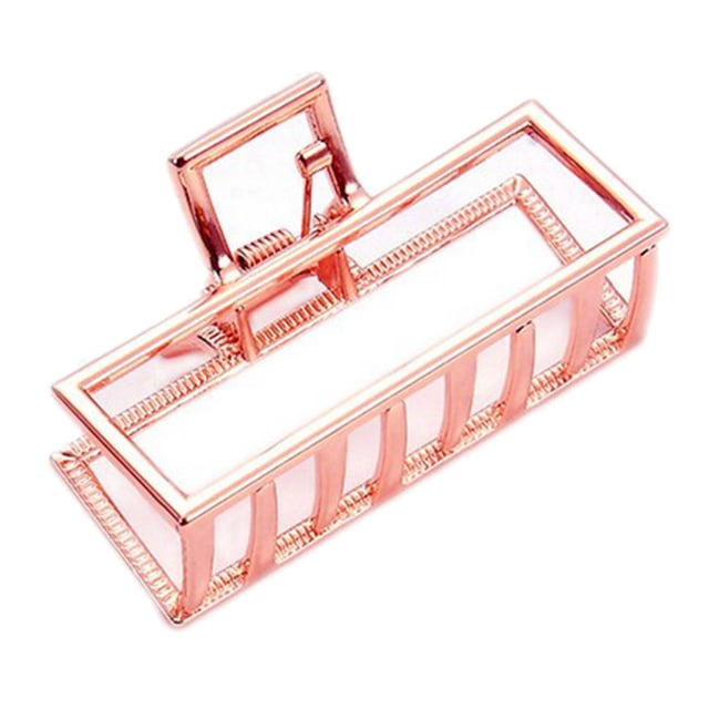 Pinza de pelo de baño de ducha Sunnimix de garra grande geométrica de sujeción fuerte maquillaje de cangrejo Rectángulo de Oro Rosa