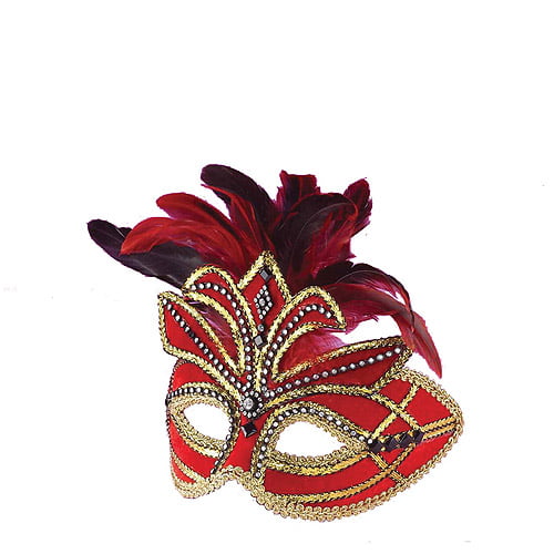 Red Venetian Mask with Feathers - Walmart.com
