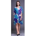 thumbnail image 2 of Bimba Purplish Blue Tie-Dye Ombre Ladies Kaftan Holiday Loungewear Midi Dress Beach Coverup-S-L, 2 of 5
