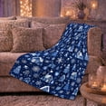 thumbnail image 6 of Blue Winter Village with Snowflakes and Houses, Cheerful Holiday Style for Winter Lovers, Cozy Cabin Snow Scene and Christmas Gift, Cozy Flannel Blanket for Family Room and Bedroom, Home Decor, 6 of 9