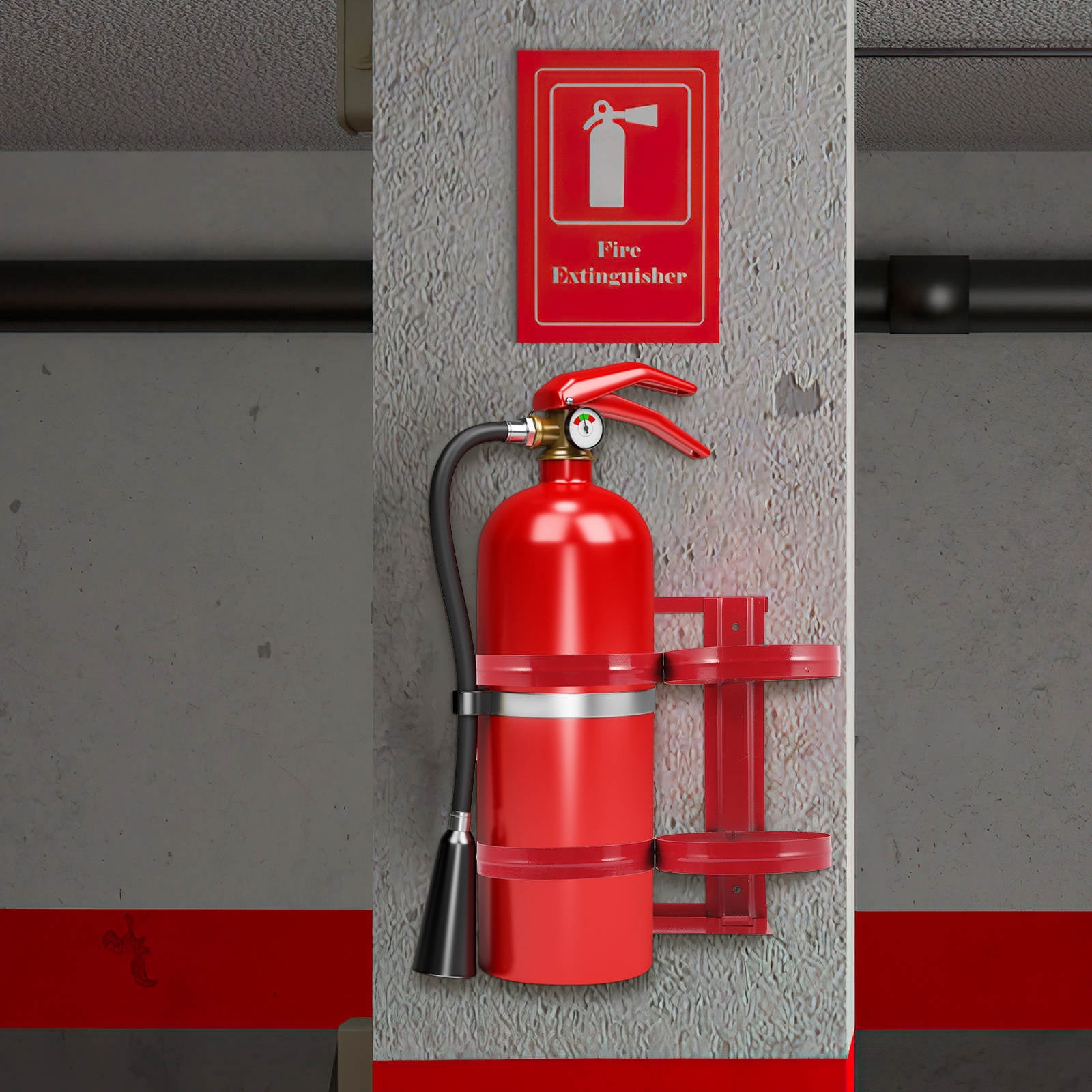 DINHEAROM Metal Fire Extinguisher Holder Red Wall Mount 1Pcs 12.58x10.61x5.89 In