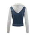thumbnail image 4 of FashionMille Women Trucker Fleece Sleeve Denim Jacket With Raw Hem Ribbed Denim Shorts, 4 of 6