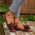 thumbnail image 6 of Xfvqtps Women Bow Flat Sandals Pearl Ankle Ring Open Toe Casual Shoes Soft Comfortable Summer Sandals, 6 of 9
