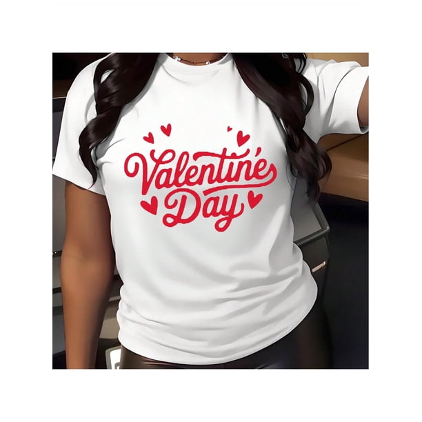 Camiseta deportiva de manga corta de algodón con cuello redondo para hombre y mujer, ideal para todas las estaciones, con estampado de San Valentín