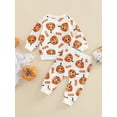 thumbnail image 3 of Springcmy Toddler Baby Boy Halloween Outfits Long Sleeve Pumpkin Sweatshirt Pullover Top Pants 2Pcs Fall Winter Clothes, 3 of 7