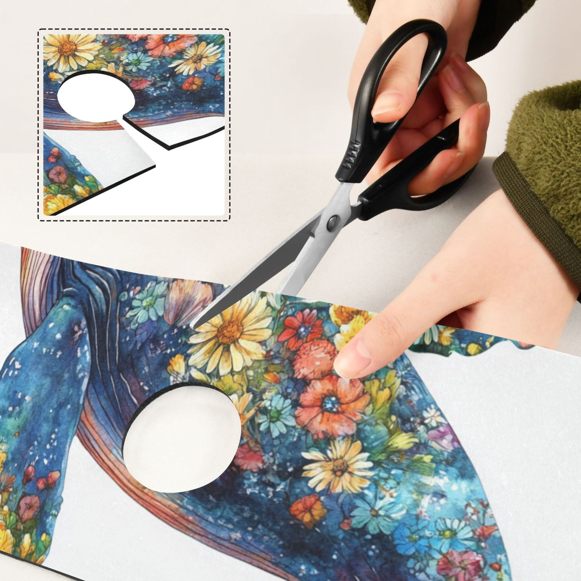 Flowers Whale Sink Splash Guard Faucet 30x5.4in Drying Mat Drying Mat Absorbent Pad for Bathroom Kitchen 2PCS