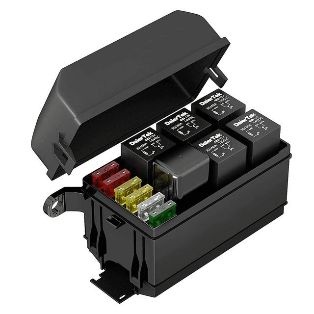 12V Relay Box 6 Way Universal Relay Fuse Box 6 Slots Relay Block ATC/ Fuse Block with Relay Kit for Car Truck