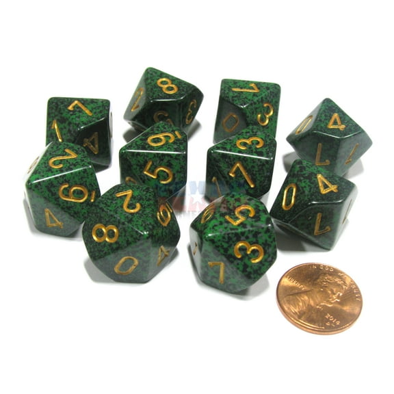 Chessex Set of 10 D10 Dice - Speckled Golden Recon #25135