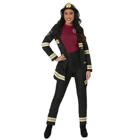 Plus Size Women's Black Firefighter Costume