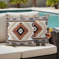 thumbnail image 4 of Orange Beige Boho Outdoor Waterproof Pillow Covers, Vintage Ethnic Tribal Southwestern Decorative Square Throw Pillowcase Sofa Cushion Sham for Patio/Couch/Chair, 18"x18" 2 Pack, 4 of 8