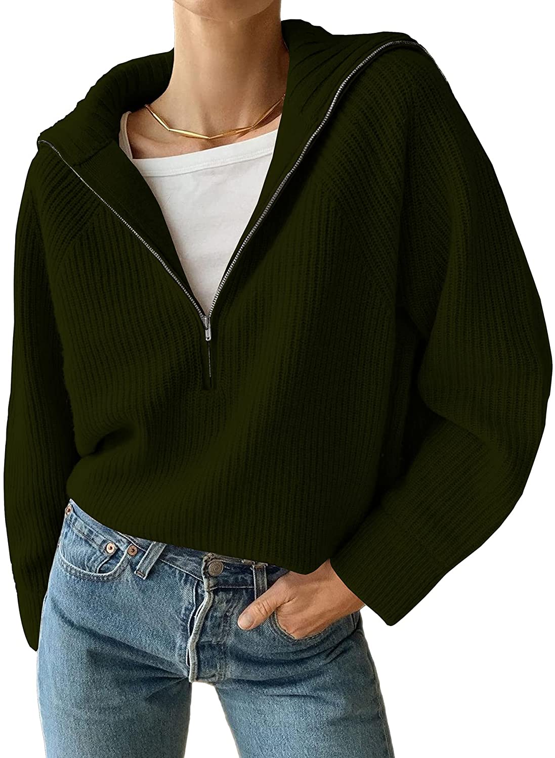 Half Zip Pullover Sweaters Solid 