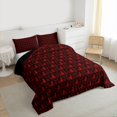 thumbnail image 3 of Feelyou Adult Boho Damask Queen Comforter Set, Black Red Cat Kitten Bedding Set, 3pcs, 3 of 8