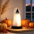 thumbnail image 4 of Halloween Ghost Light with Glass Cover Decor, Halloween Indoor Light-Up Ghost in Glass Cloche Decorations, Cute Ghost Light for Home Kitchen Mantel Tabletop Party Decor Holiday Supplies (Black, C), 4 of 7