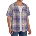 thumbnail image 4 of Naloa Heart Check Plaid Men's Loose Fit Cuban Collar Short-Sleeve Shirt with Button-down and Chest Pocket for Everyday Wear Outings - XX-Large, 4 of 7