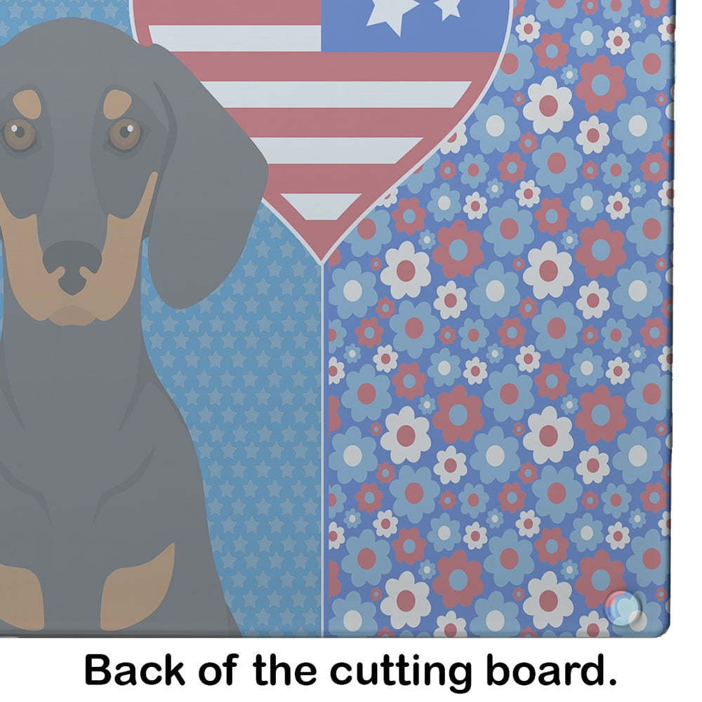 Black and Tan Dachshund Glass Cutting Board Large 12 in x 15 in