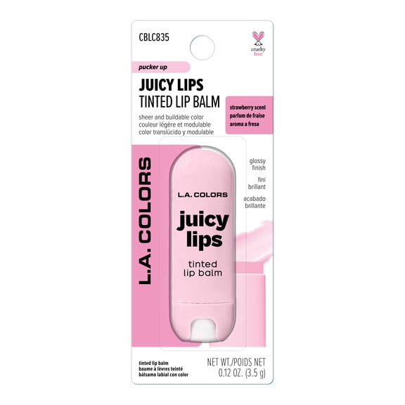 L.A. COLORS Juicy Lips Lip, Tinted Lip Balm, Pucker Up, .12 oz