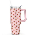 thumbnail image 2 of 40oz Cute Red Strawberry Stainless Steel Flip Straw Tumbler Spill Proof Travel Cup Double Wall Vacuum Insulated Coffee Mug with Top Handle, 2 of 6