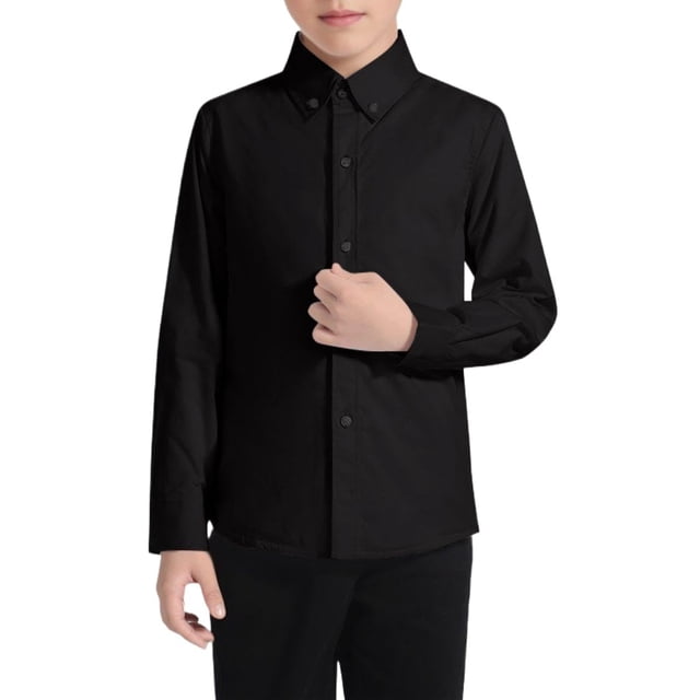 Camisa Visaccy para niños, manga larga, con botones, negra, talla 4T