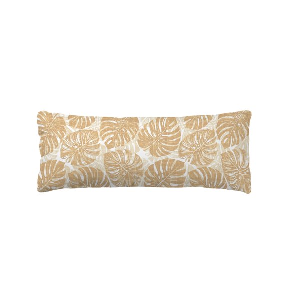 Beige Leaves Body Pillow Cover 20 x 60 Inch Decorative Pillow Cover Summer Botanical Tropical Leaf Lumbar Pillowcase Seasonal Rectangle Cushion Case for Couch Sofa Bed Living Room