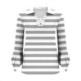 thumbnail image 5 of Lmnyox Women's Shirts Fashion 3/4 Length Sleeve V Neck Striped Tops Casual Dressy Button Collared Golf Shirts, 5 of 7