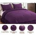 thumbnail image 4 of 1 Piece Luxury 5 Inch Two Layer Ruffle Comforter 550 GSM All Season (Oversized King Size) Premium Super Soft - 800 TC, 100% Egyptian Cotton- Solid Plum Colour, 4 of 7