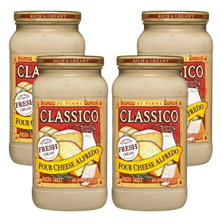 (4 Pack) Classico Four Cheese Alfredo Pasta Sauce, 15 oz (Best Refrigerated Alfredo Sauce)