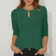 thumbnail image 2 of Camiseta con cuello volado para mujer: manga tres cuartos, color liso, prenda informal para interior/exterior, tallas S/XXL., 2 of 6
