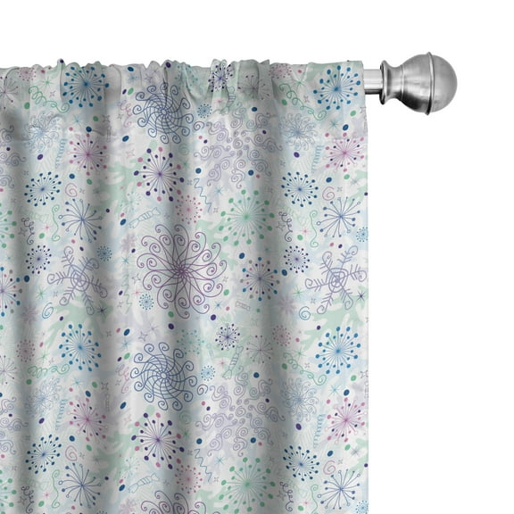 Ambesonne Winter Curtains, Pastel Snowflakes Joyful, Pair of 28"x84", Blue Green Lavender