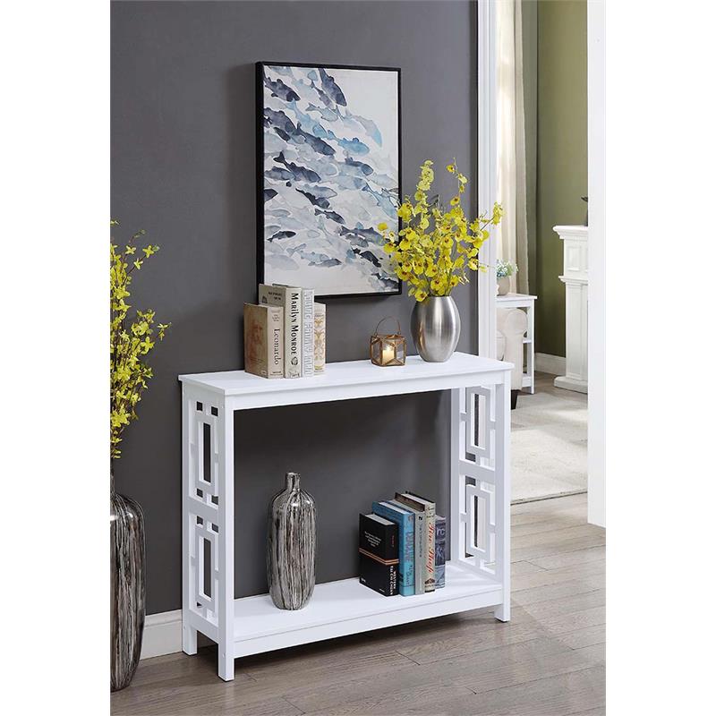 Pemberly Row Contemporary Console Table in White Wood Finish Walmart