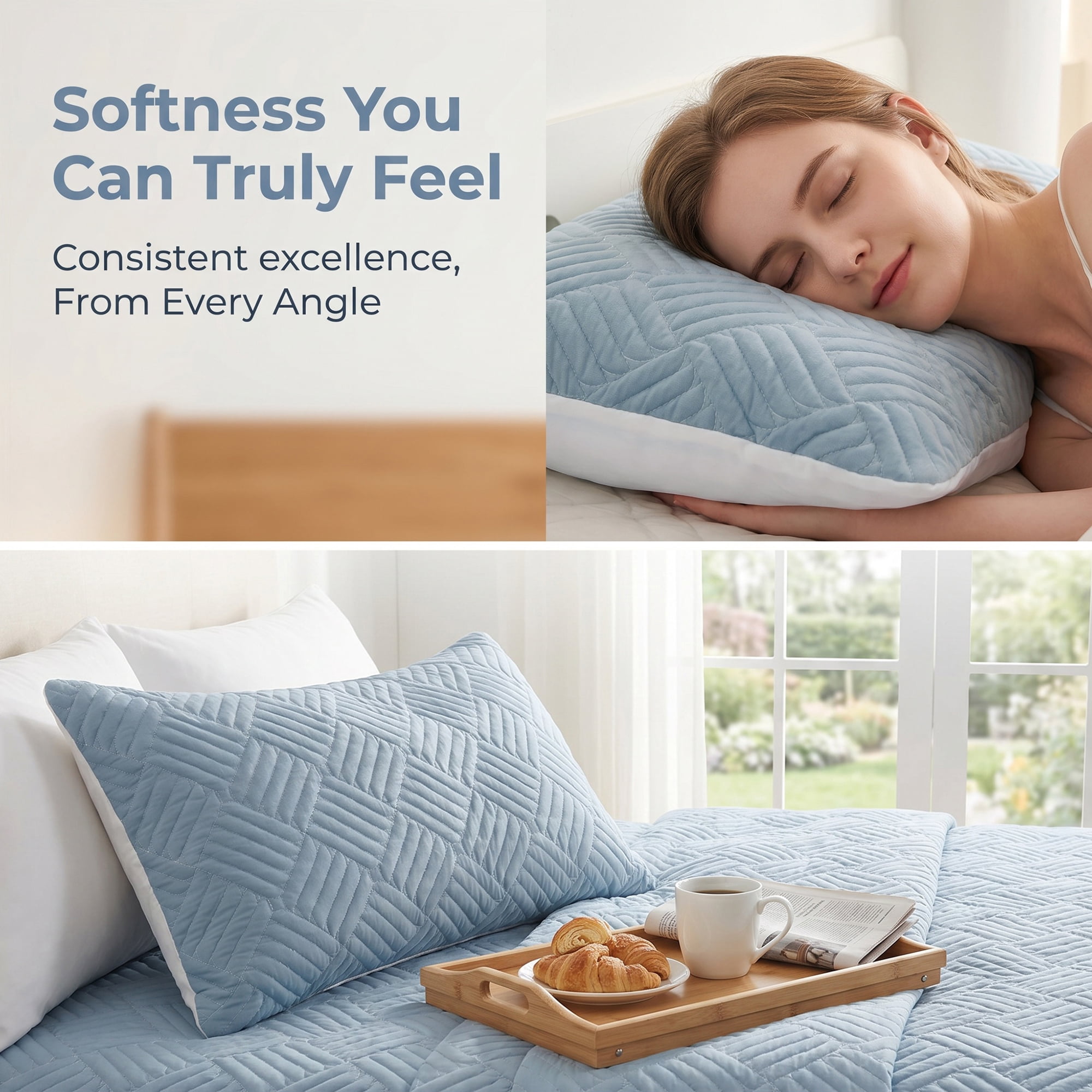 Unique Bargains 2Pcs Standard Size Breathable Cotton Pillow Protectors Queen Blue