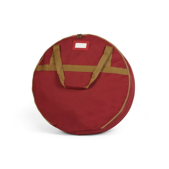 Covermates Keepsakes Christmas Wreath Storage Bag - Heavy Duty Polyester - Interior Pouch - Dual Zipper Pulls - Holiday Storage, Red