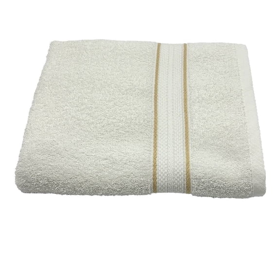 Toalla Cottonella Medio Cuerpo Blanca con Cenefa Beige 70x130 cm