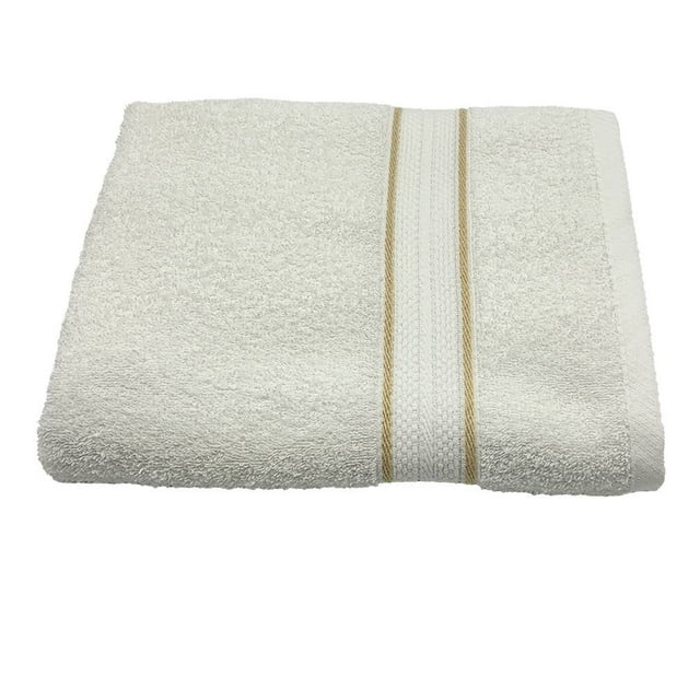 Toalla Cottonella Medio Cuerpo Blanca con Cenefa Beige 70x130 cm