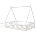 thumbnail image 6 of Full Wood Tent-shaped Floor Bed Mattress Foundation with Guardrails, Slats, Door, Bed Frame Storage Bed w/ Wooden Slats for Boy Girl, No Box Spring Needed, Easy Assembly, 6 of 9