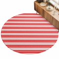 thumbnail image 2 of Round Area Rugs 5Ft, Boho Red Stripe Non-Slip Washable Circle Rugs Carpet, Abstract Geometric White Minimalist Indoor Outdoor Rug Floor Mats Throw Runner for Bedroom Living Room Bathroom, 2 of 8