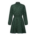 thumbnail image 4 of Vestido de cintura alta con estampado sexy para mujer, a la moda, cuello redondo, manga larga, suelto, floral, en la cintura, vestido de manga larga con cuello redondo Pompotops  hdfakjf3059, 4 of 9