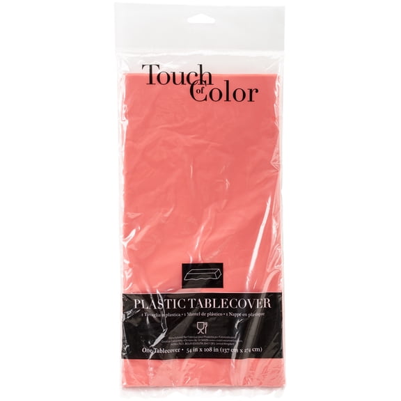 Coral 54" x 108" Plastic Tablecloth