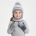 thumbnail image 5 of Toddler Hats, Gloves and Scarves Sets Winter Warm Knit Thick Thermal Stretchy Ski Head Hat Scarf Gloves Set, 5 of 8