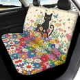 thumbnail image 4 of FOR U DESIGNS Cat Daisy Pattern Automotive Seat Cover 4 Pieces Non-Fading Front Split Rear Bench for Car Scratch-Resistant Low Back Front Seat Covers Automotive Accessories, 4 of 7