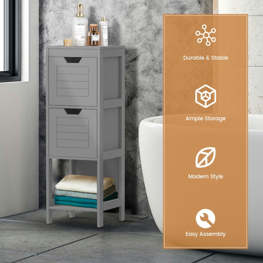 Finihen Storage Cabinet, Floor Cabinet, Bathroom Wooden Floor Cabinet Multifunction Storage Rack Stand Organizer, for Bathroom, Living Room, Bedroom, Kitchen, Gray