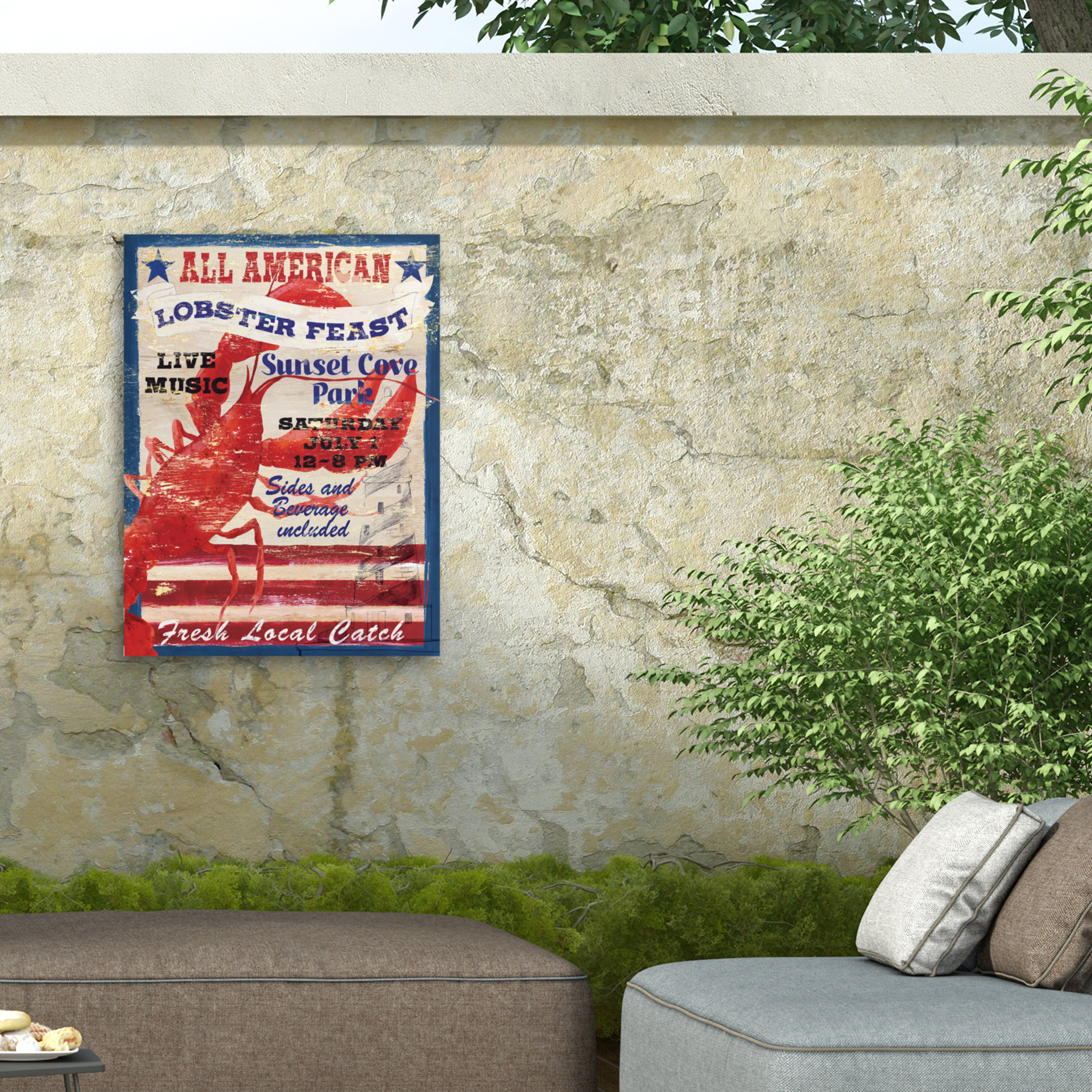 Fiona Stokes-Gilbert 'All American Lobster' Outdoor Canvas 19x14