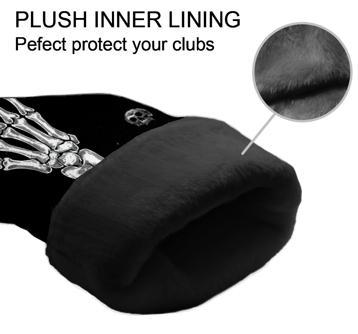 Golf Club Covers PU Leather Waterproof Head Covers for Fairway Woods Hybrids Hand Bones