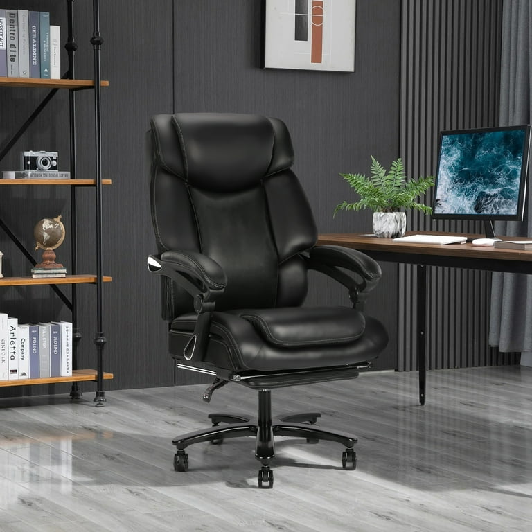 VANBOW Big and Tall Office Chair 400lb for Heavy People with Double Padded Memory Foam Seat Cushion Leather Executive Office Chair with Lumbar Support