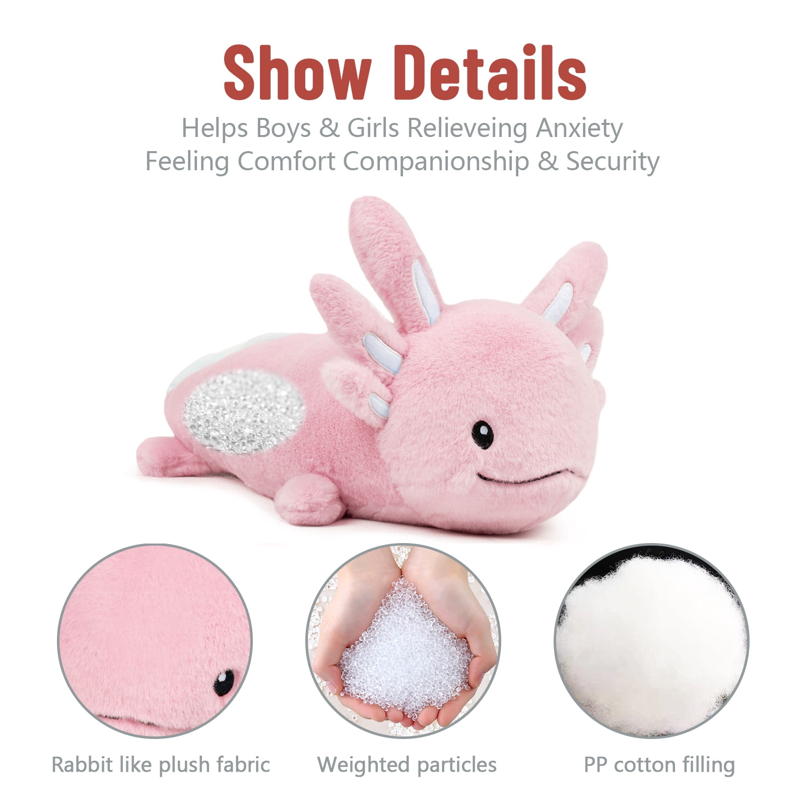Niuniu Daddy 20” Pink Weighted Axolotl Stuffed Animals 2.8 Pound Soft Hugging Salamander Plush Toy for Kids/Adults