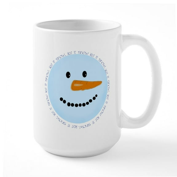 CafePress - Blue Snowman Large Mug - 15 oz Ceramic Large White Novelty Mug