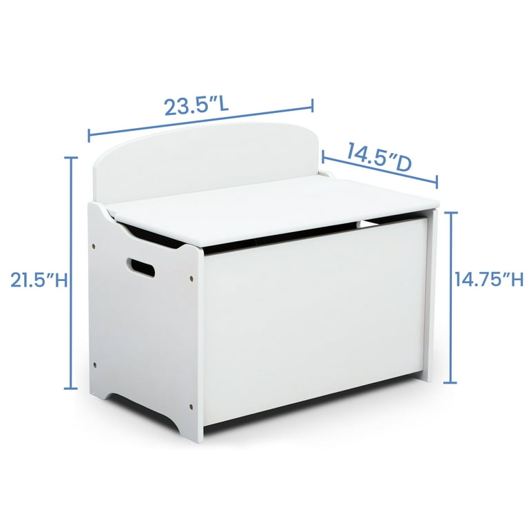 MyBambino Personalized Kids Toy Box With Dog Design - White Nursery Storage Bin, No Lid, Made In USA
