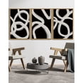 thumbnail image 3 of SHENIFY 24x36in3pcs Nautral Framed Black Abstract Boho Wall Art Wood Geometric Wall Decor Mid Century Modern Minimalist Bohemian Bedroom Decor Canvas Prints Ready To Hang for Living Room, 3 of 5