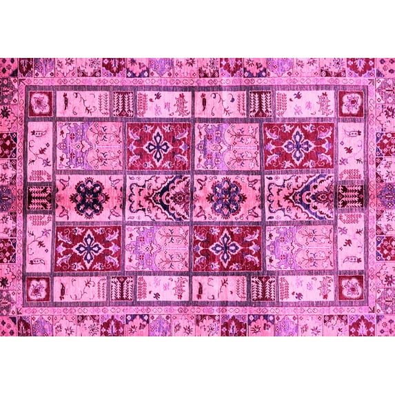 Ahgly Company Indoor Rectangle Abstract Pink Modern Area Rugs, 5' x 8'